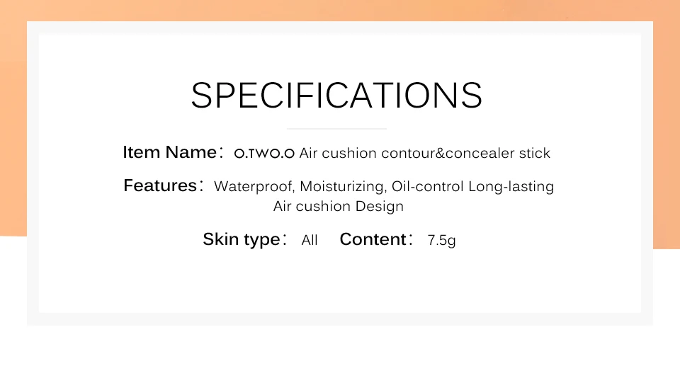 O. TWO. O воздушная подушка основа водостойкая матовая консилер палочка полное покрытие Контур Макияж лица увлажняющий контроль масла косметика