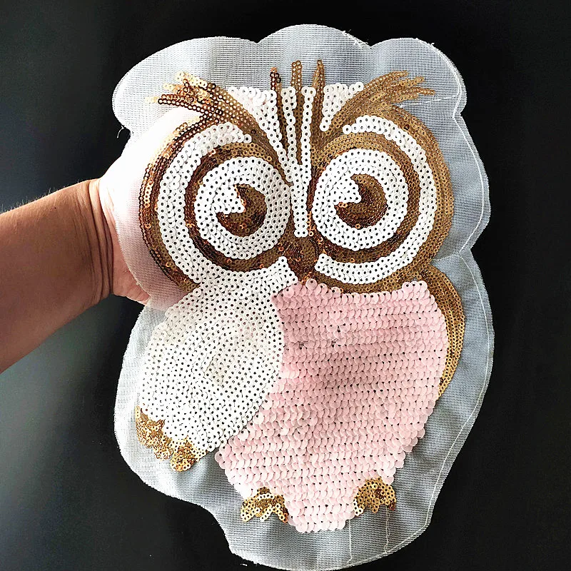 T shirt Women sweet patch sequins 22cm owl birds deal with it biker patches for clothing stickers 3d t mens free shipping | Дом и сад