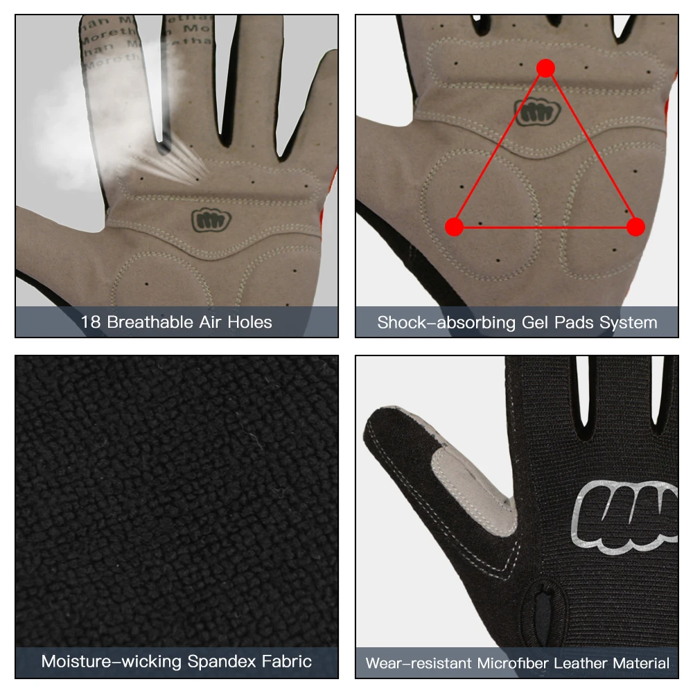 Зимние теплые велосипедные перчатки с закрытыми пальцами флисовые для