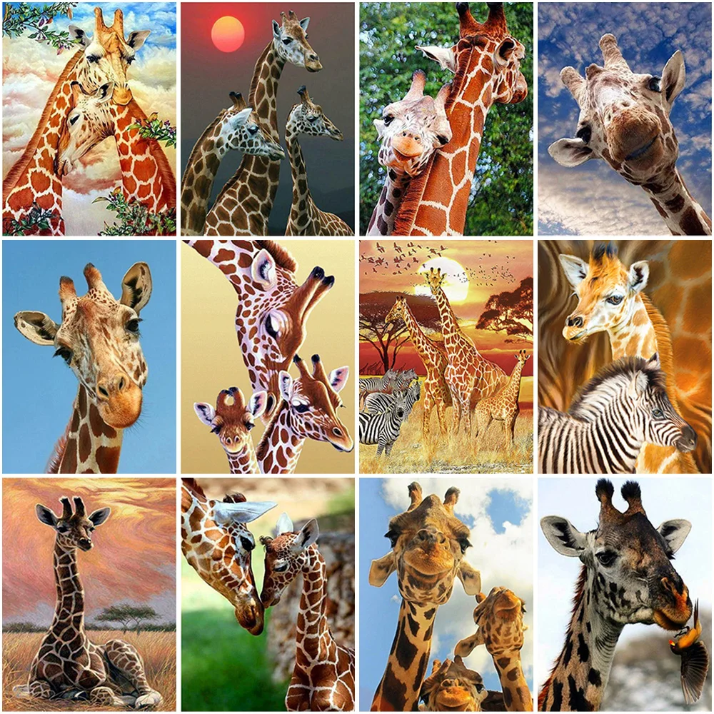 Алмазная 5D картина сделай сам с жирафом вышивка крестиком полностью круглая