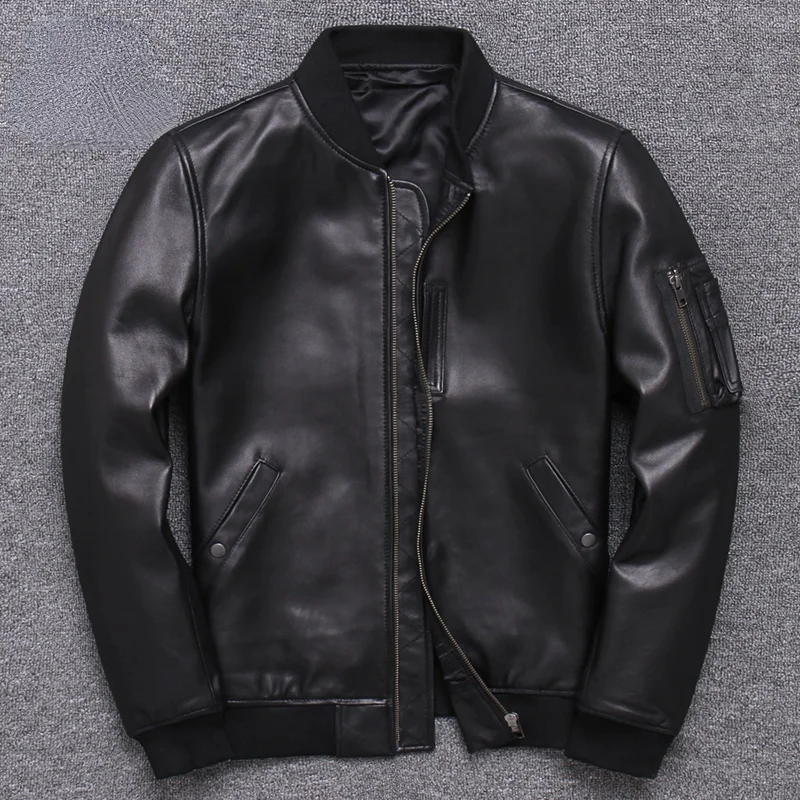 

Genuine Leather Jacket Men Clothing Sheepskin Leather Jackets Male Short Mens Motorcycle Jacket Genuine Leather Coat Veste Homme