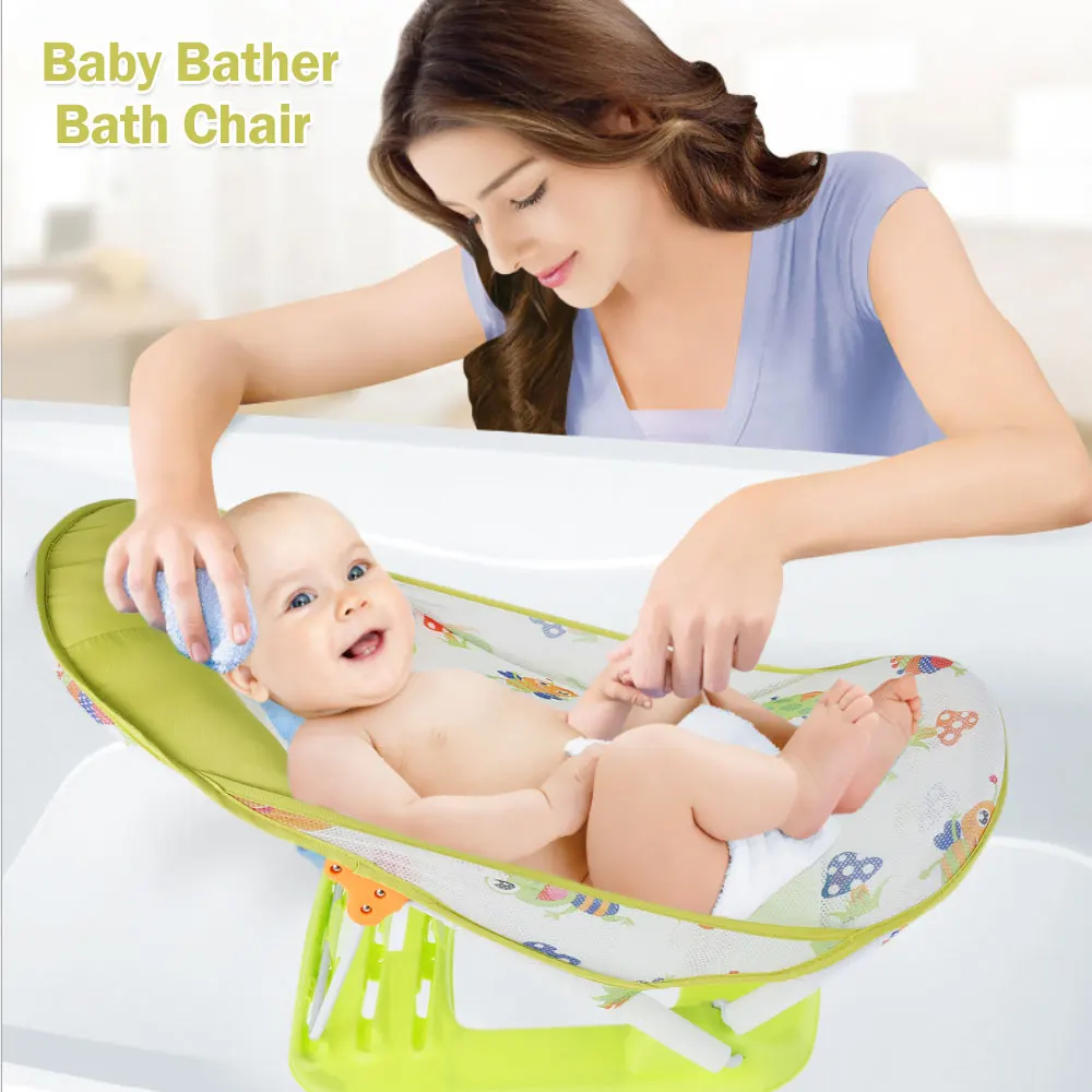 

Foldable Baby Bather Bath Chair Three Position Recline Bathing Support Seats Washable Baby Shower Recliner Bathing Seats