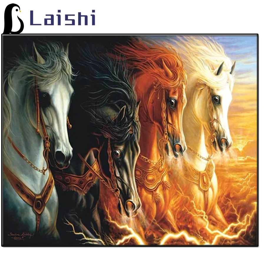 

new diamond painting animal diamond embroidery Four Horsemen of the Apocalypse animal diamond mosaic horse home decoration art
