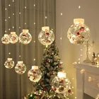 СВЕТОДИОДНАЯ Гирлянда-занавеска С светильник риками и Санта-Клаусом, новый год 2022, Рождественский Декор для дома, украшения для рождественской елки