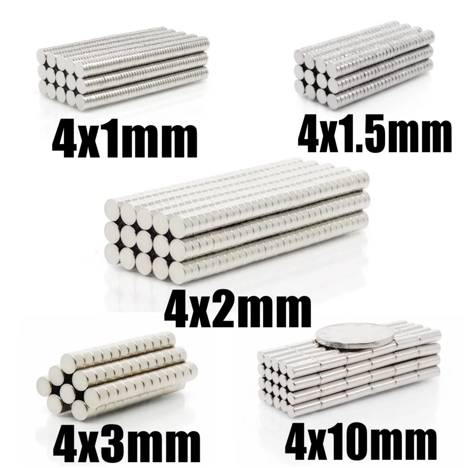 100 ~ 500 шт N35 Круглый магнит 4x1 5 4x2 4x3 4x10 неодимовый постоянный NdFeB супер сильные