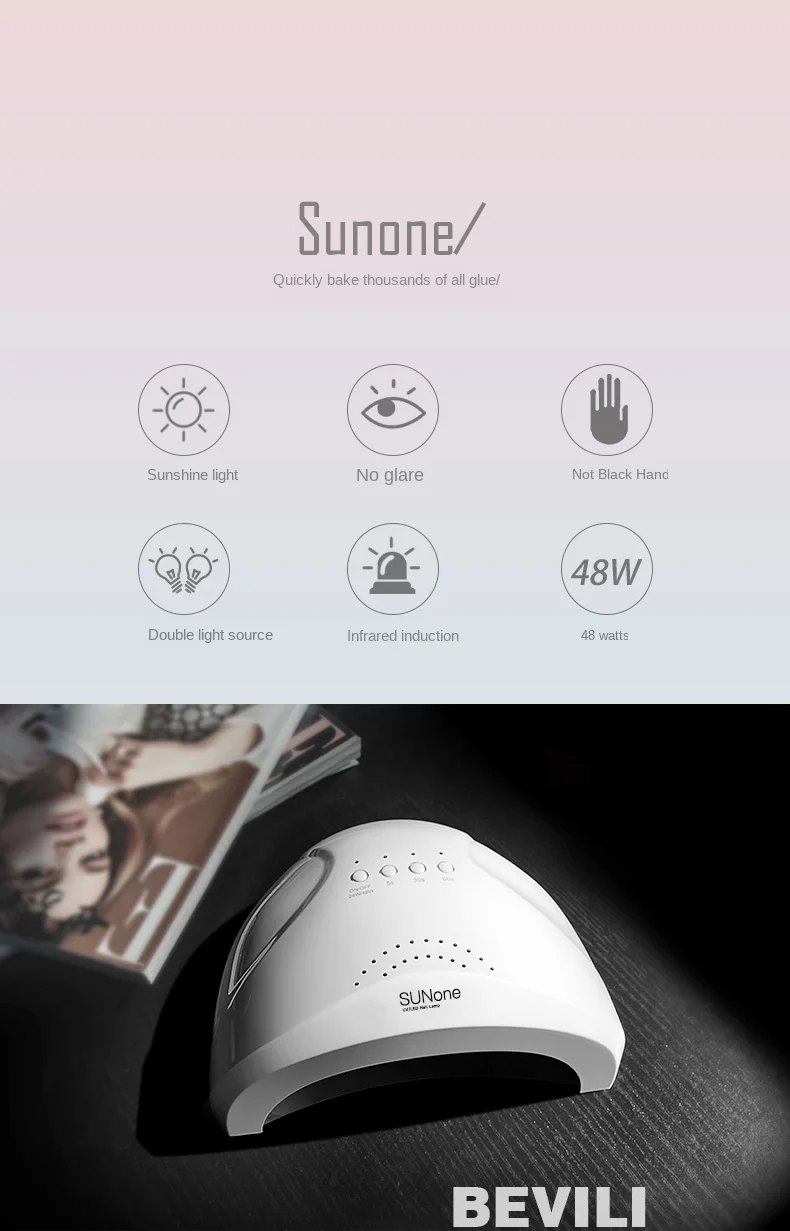 SunOne Sunshine One 48 Вт горячий светильник прибор для лечения светодиодный зондирования Сушилка для ногтей маникюр