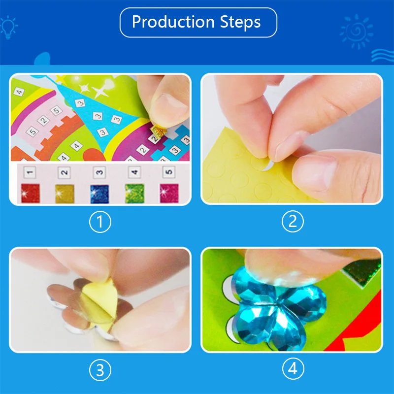 12 шт. Детские блестящие мозаичные наклейки | Игрушки и хобби