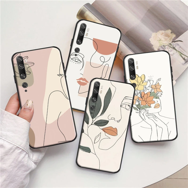 

Funny Abstract Geometric Art Line Phone Case For Xiaomi CC9 CC9e 10S 10 Pro Lite 11 11 Lite Pro Ultra TPU Black Shell Cover