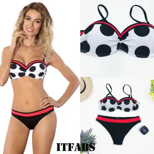 Новинка 2020 женский летний купальник комплект бикини в горошек бюстгальтер пуш ап