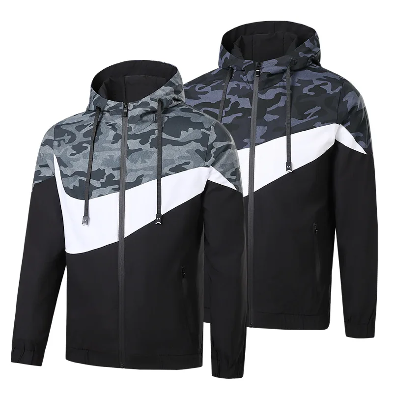 

Men Splicing Camo Coat Fashion Jacket Zip Cardigan Coats Dropshipping Spring Autumn New Outdoor Travel Windproof Casual Jackets