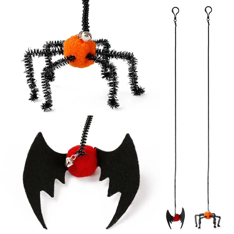 Хеллоуин паук игрушки для кошек пластиковый котенок интерактивный трость