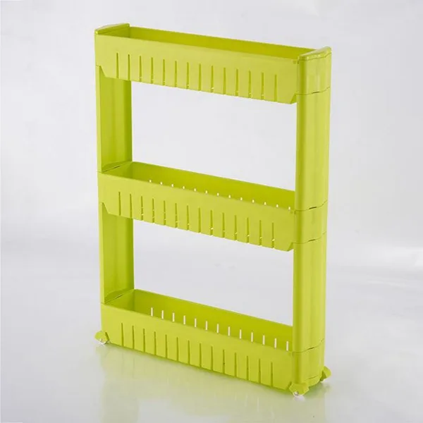 green 3-layers 1/шт зазор для кухонного хранения полка тонкая горка башня подвижная сборка Пластиковая Полка для ванной комнаты колеса пространство 3 слоя высокое качество - Цвет: green 3-layers