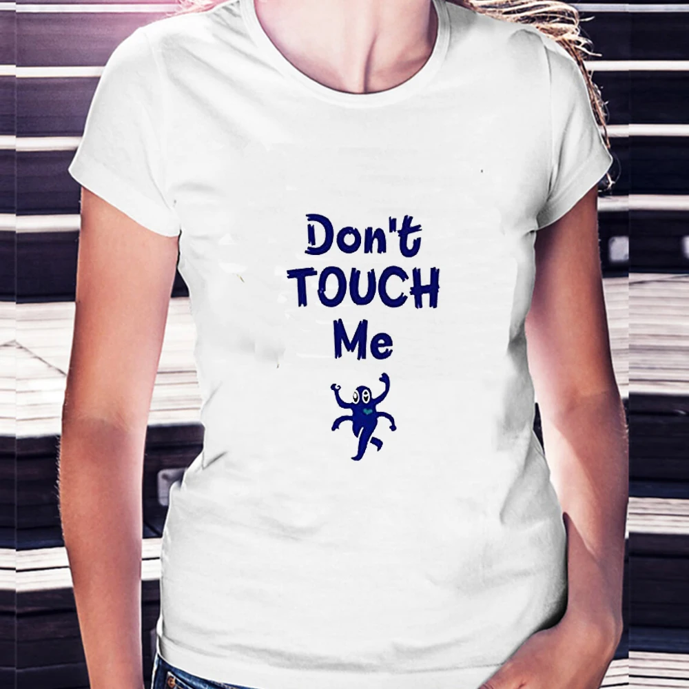 Футболка с буквенным принтом Don't TOUCH ME 2020 футболка круглым вырезом и короткими