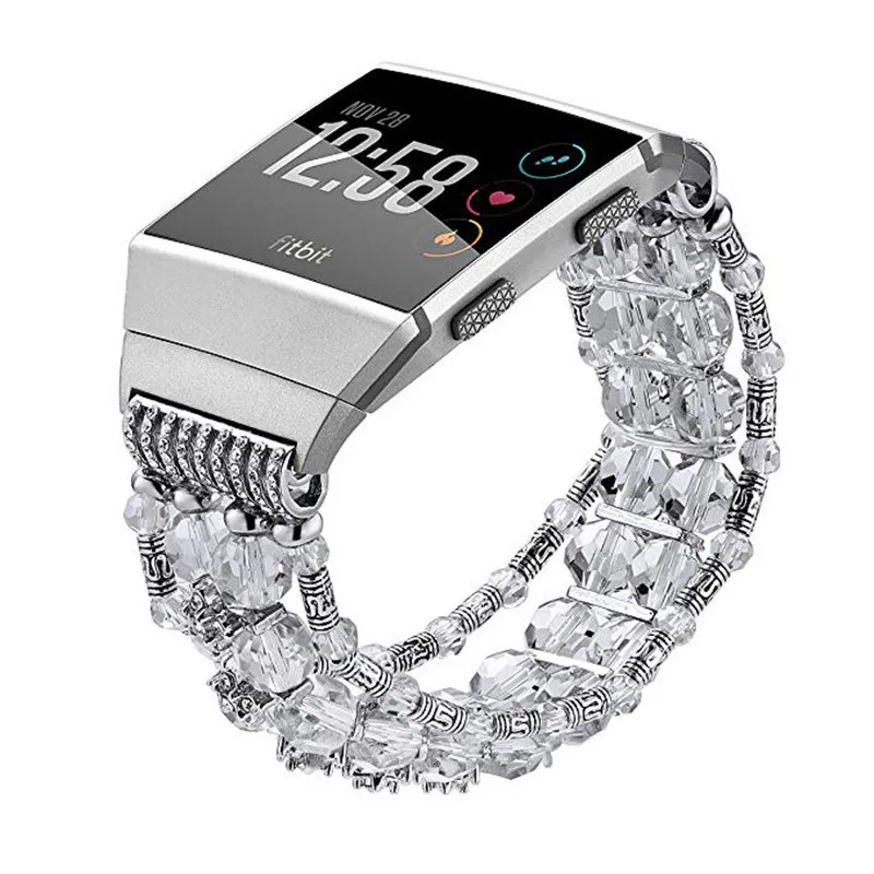 Металлический браслет с агатовыми кристаллами и бусинами ремешок для Fitbit