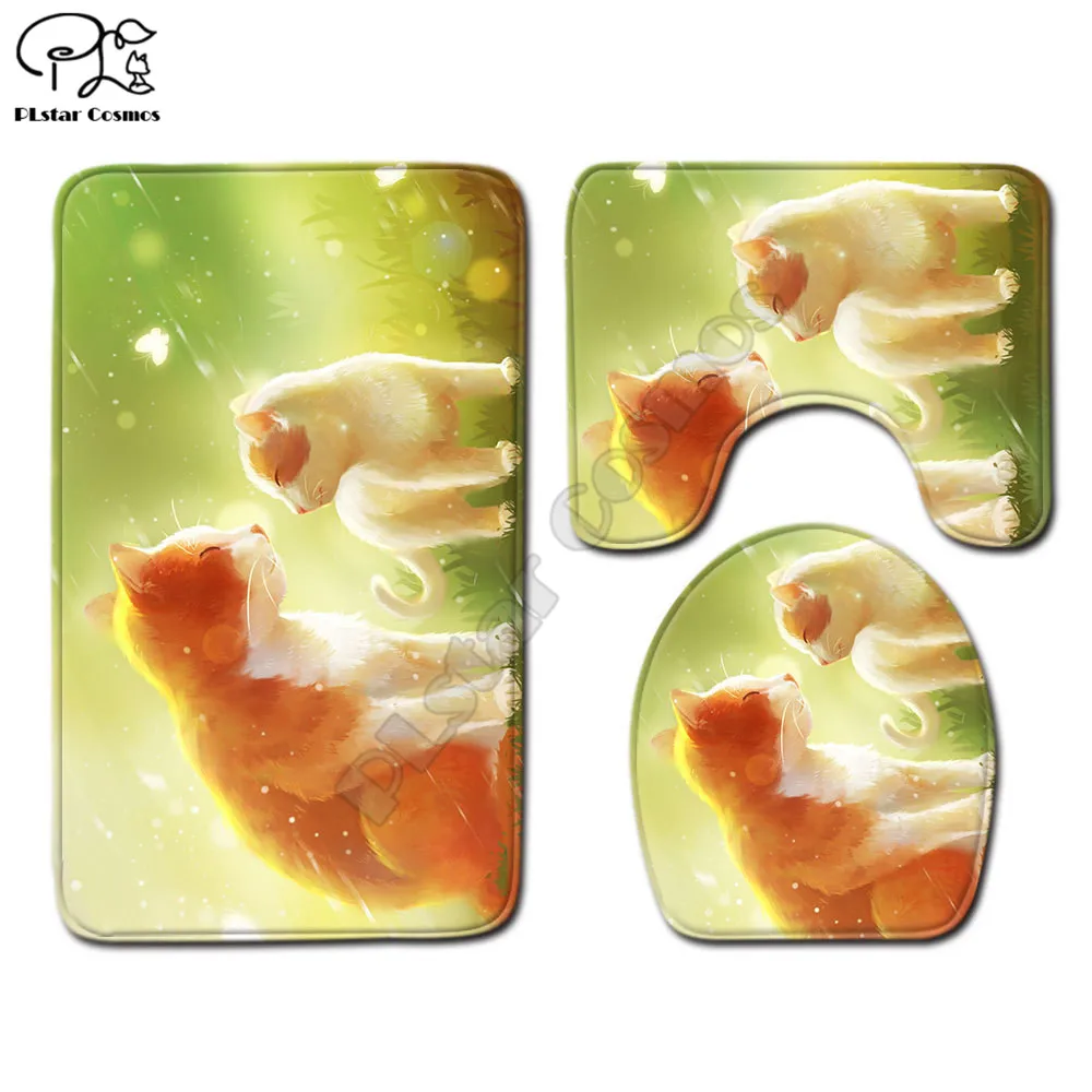 

Swan giraffe animal pattern 3D printed Bathroom Pedestal Rug Lid Toilet Cover Bath Mat Set drop shipping style-3