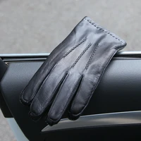 real leather gloves male new autumn winter thermal knitted lined anti wind five finger men sheepskin driving gloves m014wz
