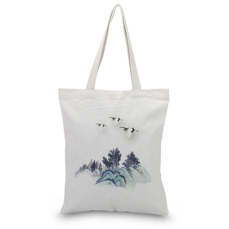 Чернильная рисованная Холщовая Сумка-тоут сумка для покупок ежедневное