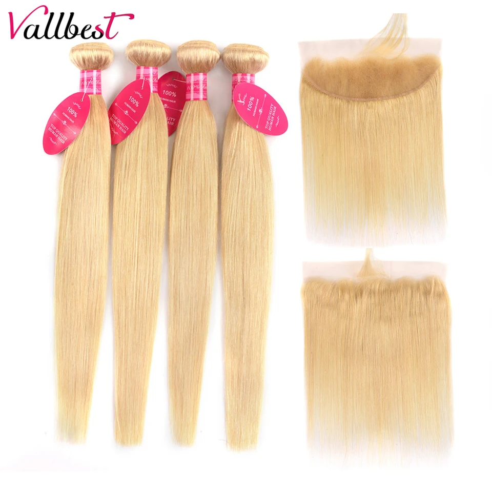 613 светлые пучки с фронтальным перуанским прямые волосы Реми закрытием