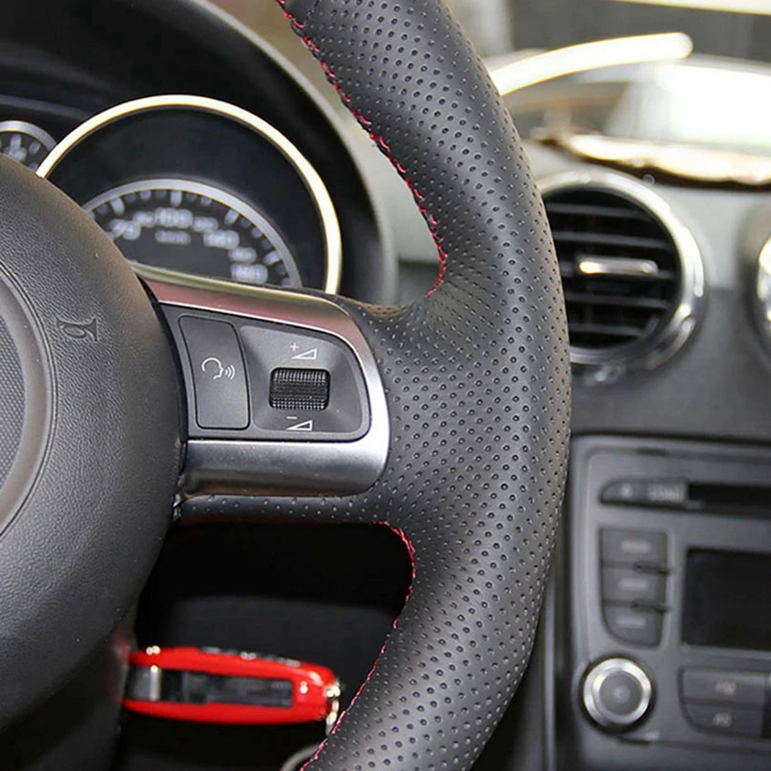 Искусственная кожа сшитые вручную Чехлы рулевого колеса автомобиля чехол для AUDI