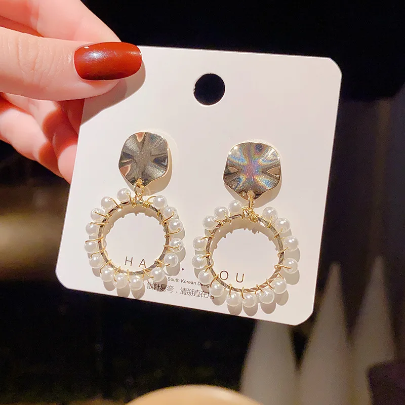 Массивные жемчужные круглые серьги-подвески для женщин модные корейские новые