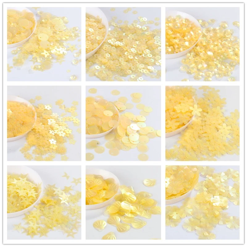 

10g Matte yellow Sequin Flower Plum Star Shell Shape Sequins Paillettes Wedding Confetti DIY Handcraft Sewing Accessories