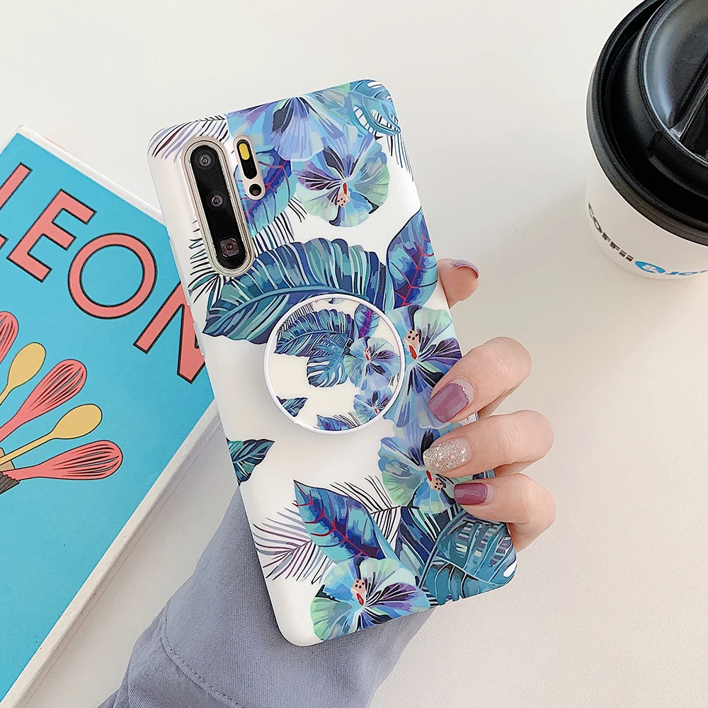 Винтажный чехол для телефона LOVECOM с цветочным рисунком и листьями подставка