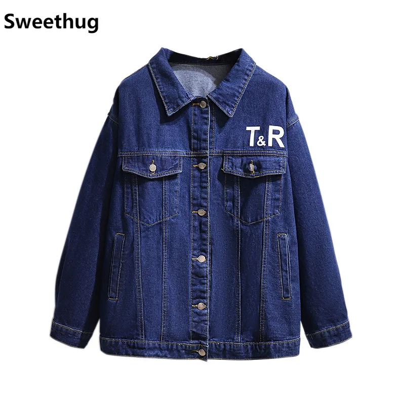 

2021 Ladies Spring Autumn Plus Size Denim Jacket For Women Large Long Sleeve Cotton Loose Blue Pocket Coat 3XL 4XL 5XL 6XL