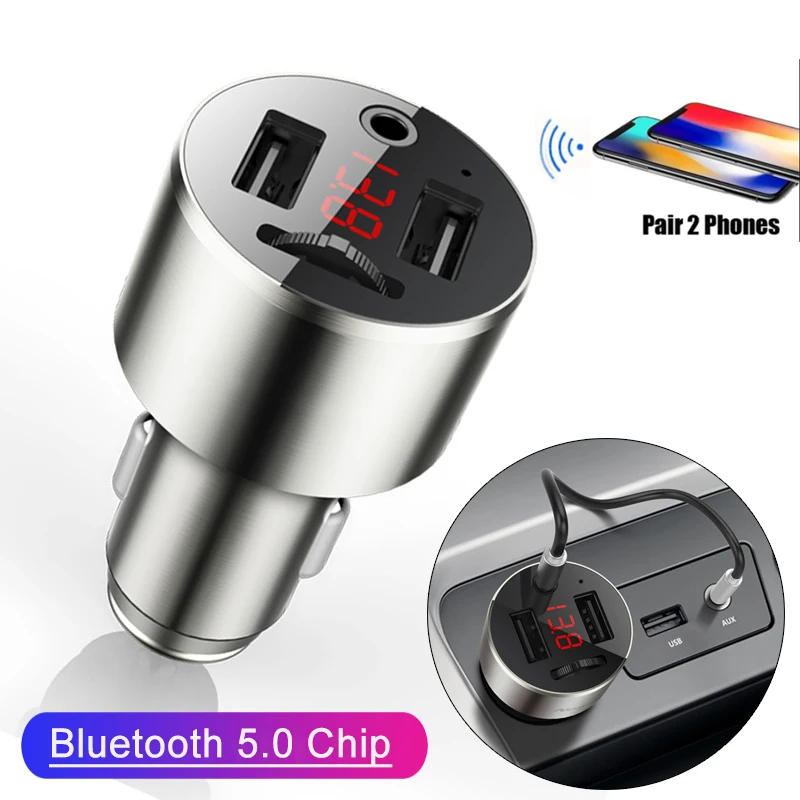 HiFi AUX Автомобильный MP3-плеер Handsfree Bluetooth 5,0 fm-передатчик 4.8A двойной USB зарядное устройство Поддержка u-диск usb-накопитель воспроизведение музыки