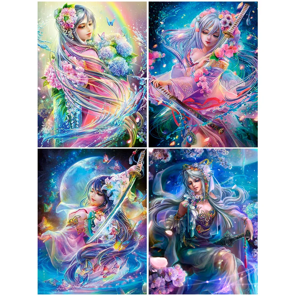 

5D DIY Diamond Painting Flower Fairy Cross Stitch Full Round Diamond Embroidery Kit Mosaic Rhinestone Home Decor Sale