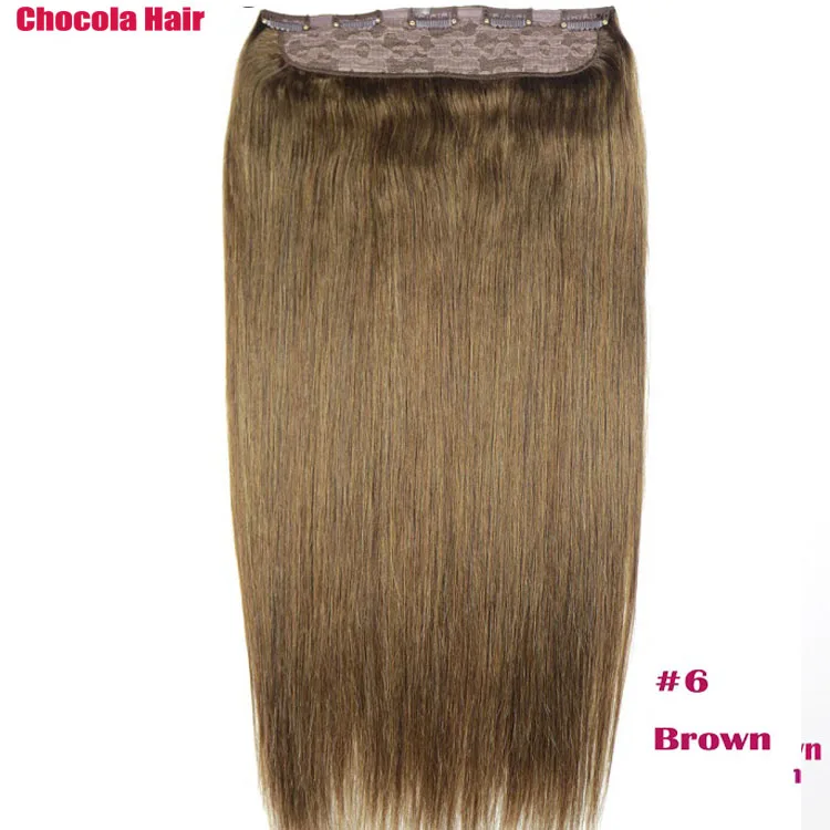 #6 Chocala Hair 2"-28" Искусственные волосы одинаковой направленности волос 1 шт. набор 220 г натуральные бразильские прямые волосы шт зажим для наращивания человеческих волос - Цвет: #6