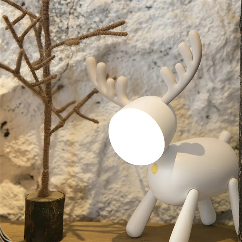 Led Usb Charging Elk Night Light Cute Deer Atmosphere Intelligent Timing Lovely reading light table lamp Gift | Освещение