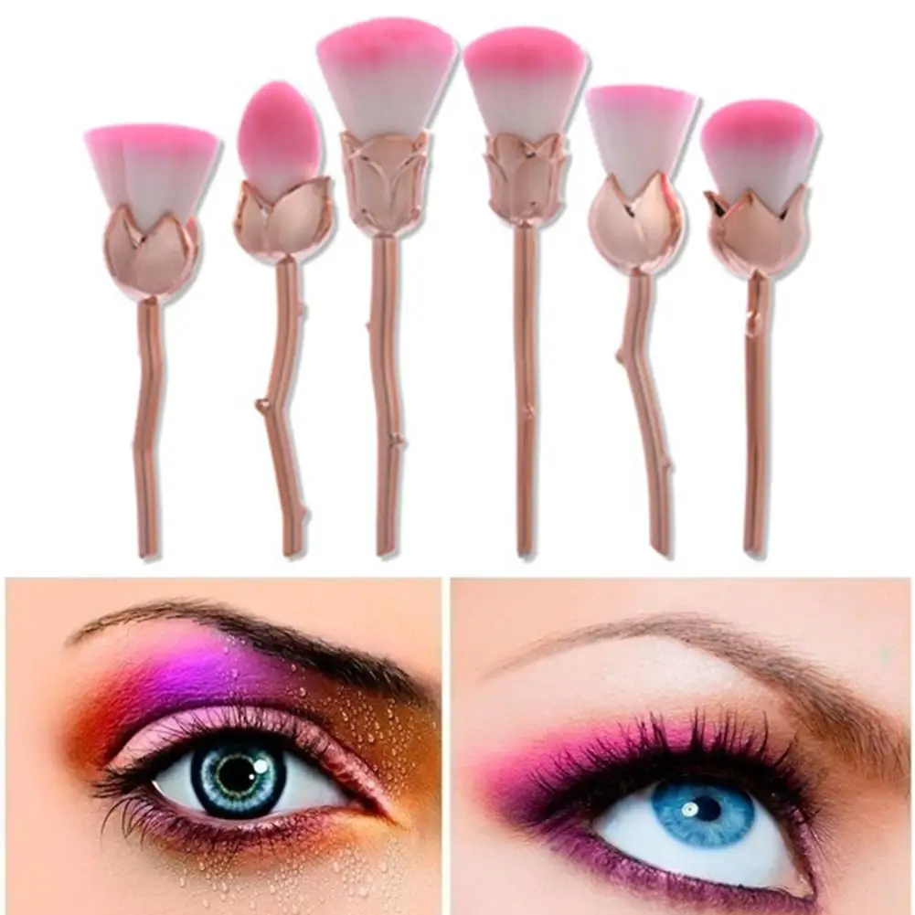 

Blossoming Rose Makeup Brush Set Cosmetic Powder Face Eyeshadow Foundation Brush Blush Powder N4R4