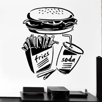 big hamburger wall sticker fast food fries soda burger restaurant wall decal burger restaurant window decor pop art decal b460