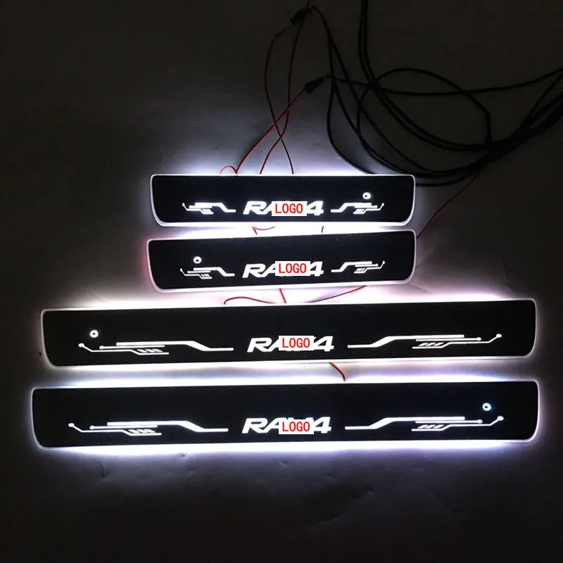 Для RAV4 дверная динамическая Светодиодная лампа Накладка на порог приветственная