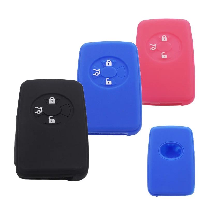 

Xinyuexin Silicone Car Key Fob Cover Case fit For Toyota Avalon Camry Corolla Yaris Smart Remote Car Key 3 Buttons shell protect