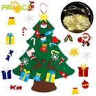 DIY войлочная Рождественская елка с светодиодный гирляндой настенные Висячие украшения со съемным орнаментом Рождественское украшение Санта-Клауса