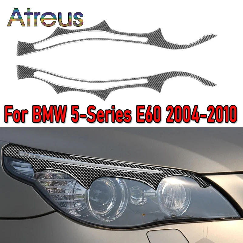 

Наклейки из углеродного волокна 2 шт., фары, веки для бровей, отделка Обложки, украшение для BMW E60 5 серии, аксессуары 2004-2010