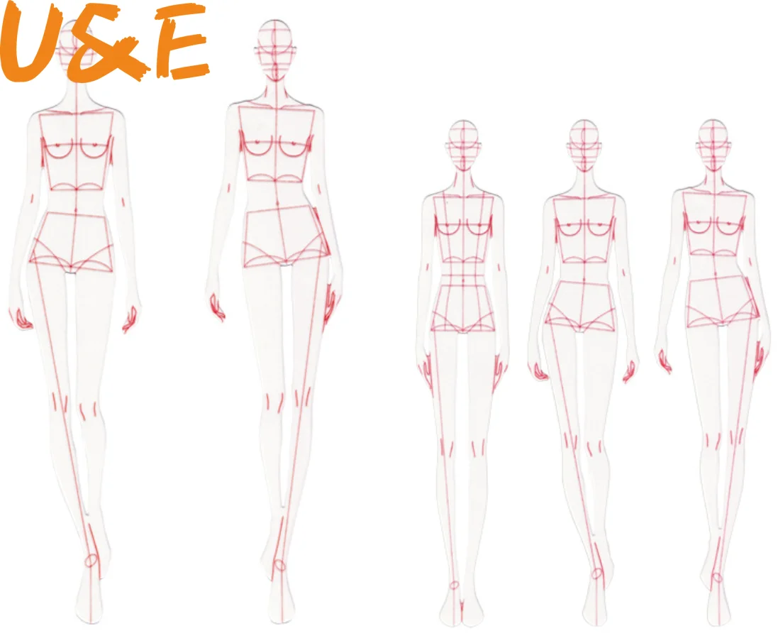 

Fashion Illustration Rulers 4 Models Female Clothing Design Effect Diagram Fashion Painting Human Body Dynamic Template Ruler