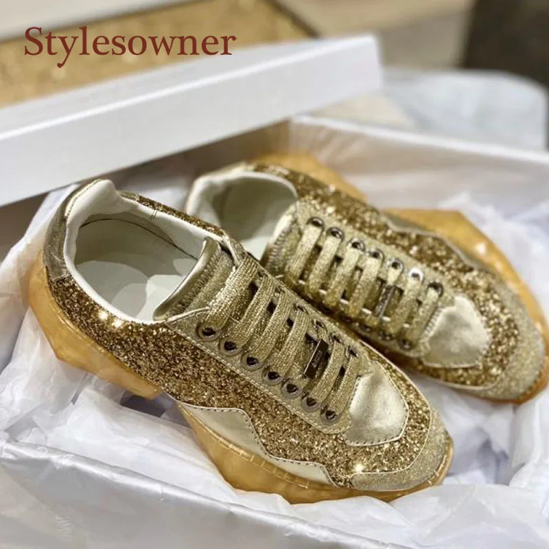 

Beautiful Gold Crystal Woman Sports Shoes 2021 New Arrival