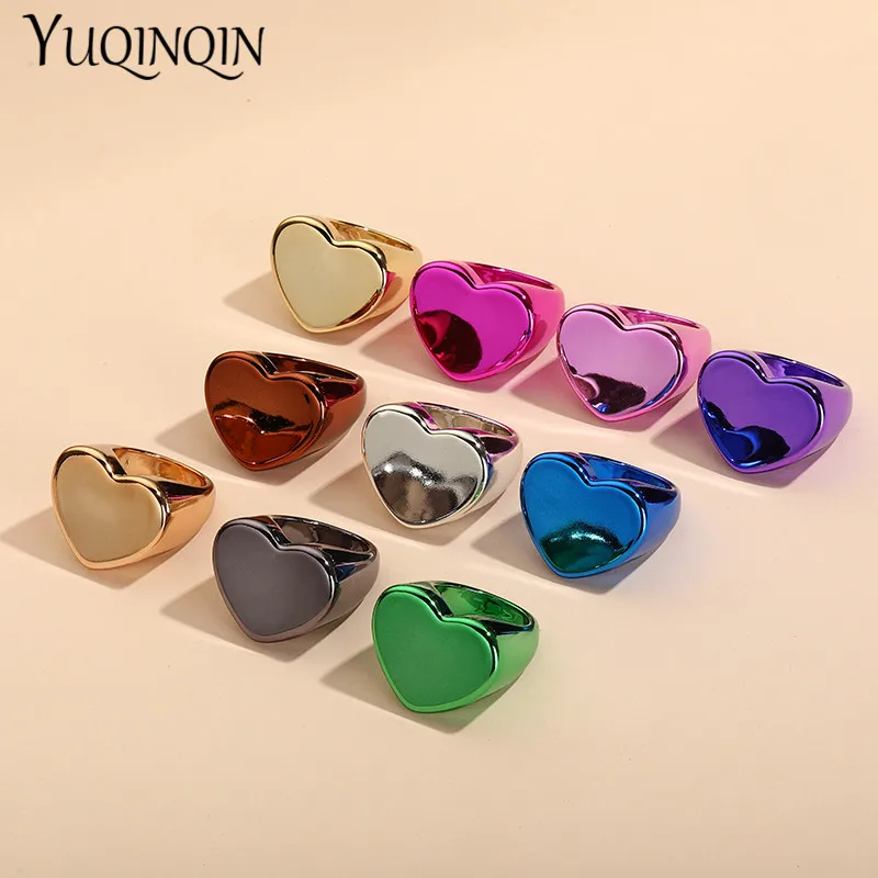 Женский набор колец с большим сердцем модные кольца из акриловой смолы в стиле