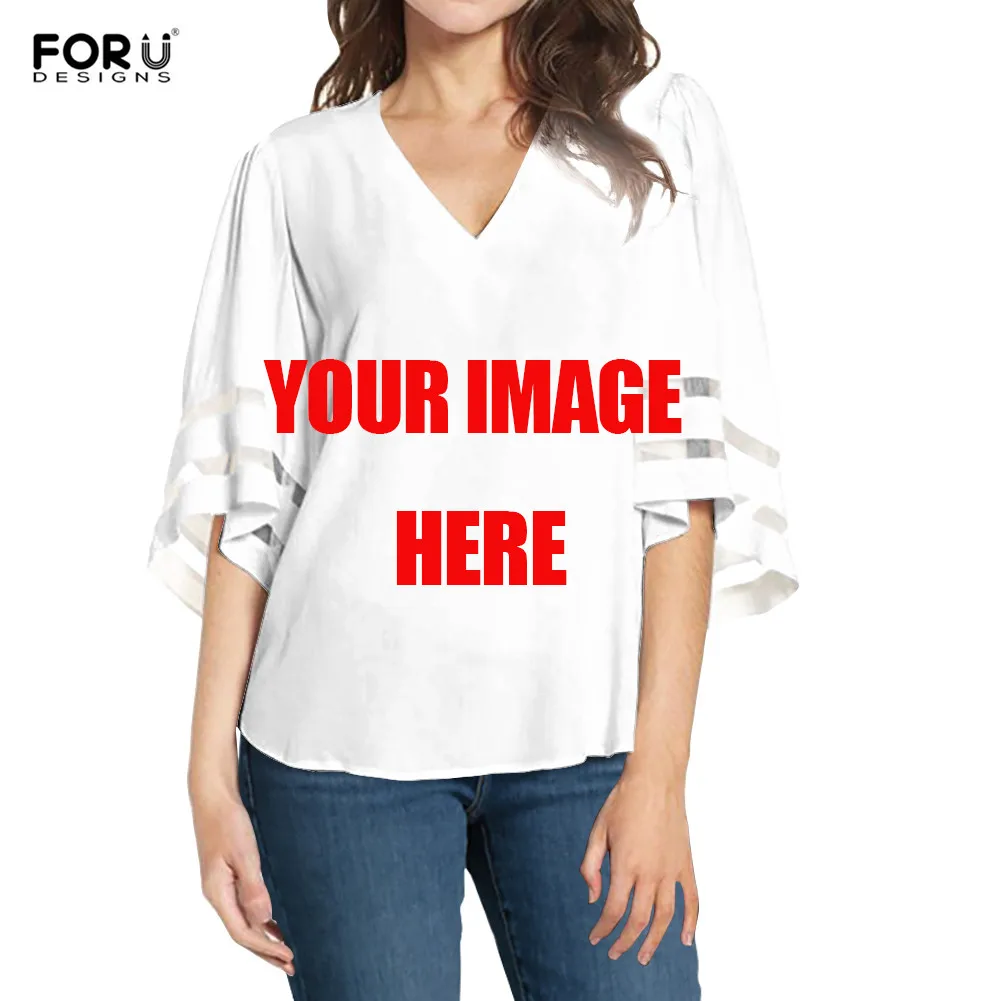 FORUDESIGNS/Женские топы с глубоким v образным вырезом сетчатая шифоновая блузка