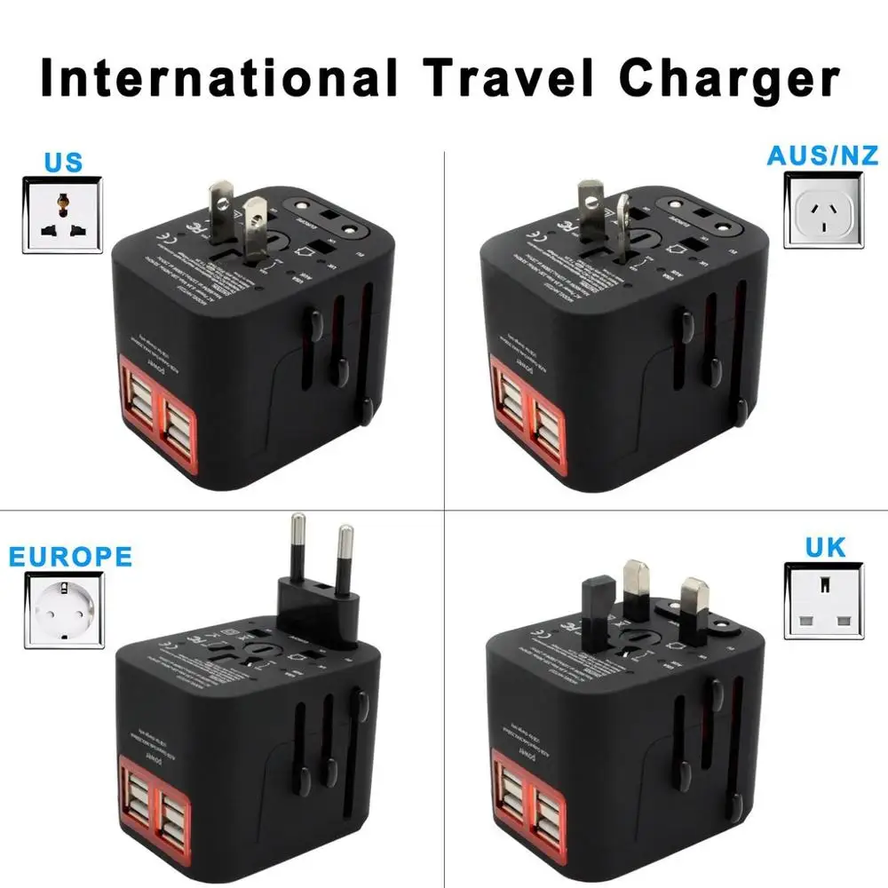 LYBALL Международный дорожный адаптер по всему миру зарядное устройство 4 USB