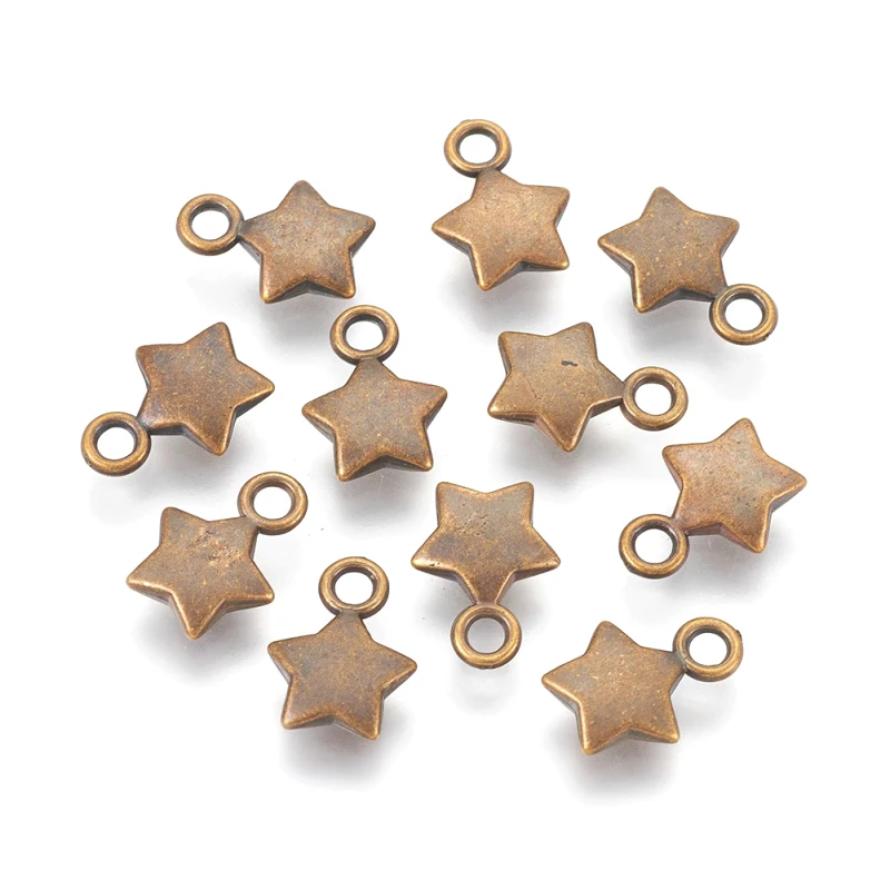 Antique Bronze 50 шт пластиковый корпус Подвески звезда DIY ювелирные изделия ожерелья Изготовление рукоделия Золотая античная бронза 13,5x10x3 мм отверстие: 2 мм - Окраска металла: Antique Bronze