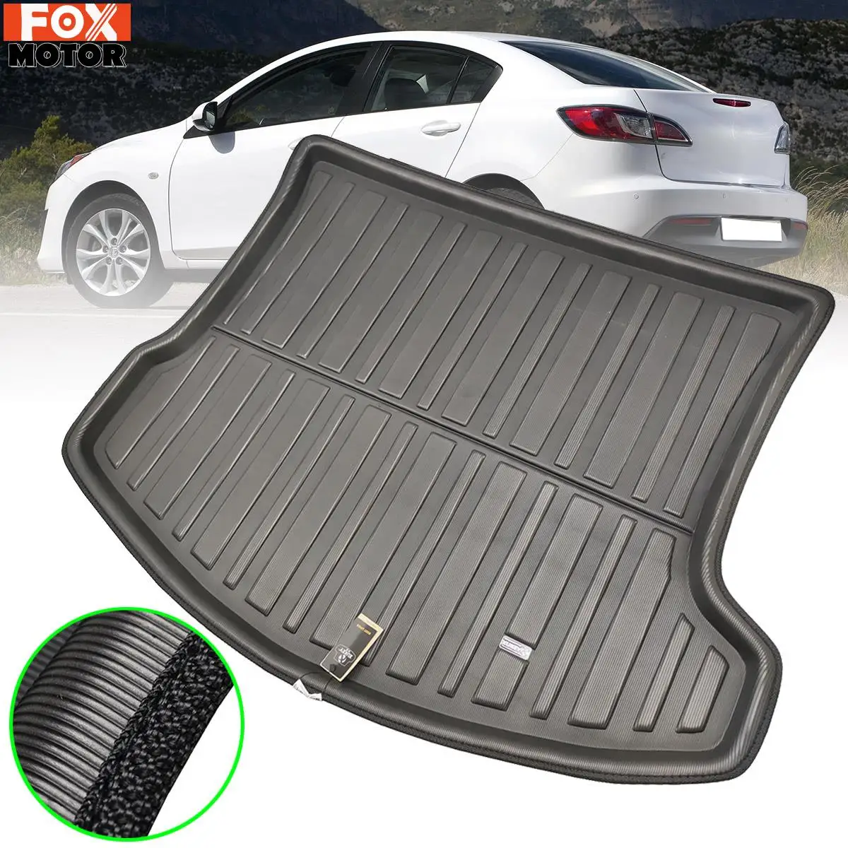 

Fit For Mazda 3 M3 Sedan BL SP25 2009 2010 2011 2012 2013 Rear Trunk Liner Boot Mat Cargo Floor Tray Carpet Mud Kick Protector