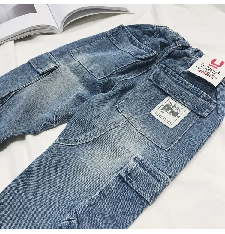 Стил пэчворк для мальчиков джинсы Модная детская одежда свободного кроя