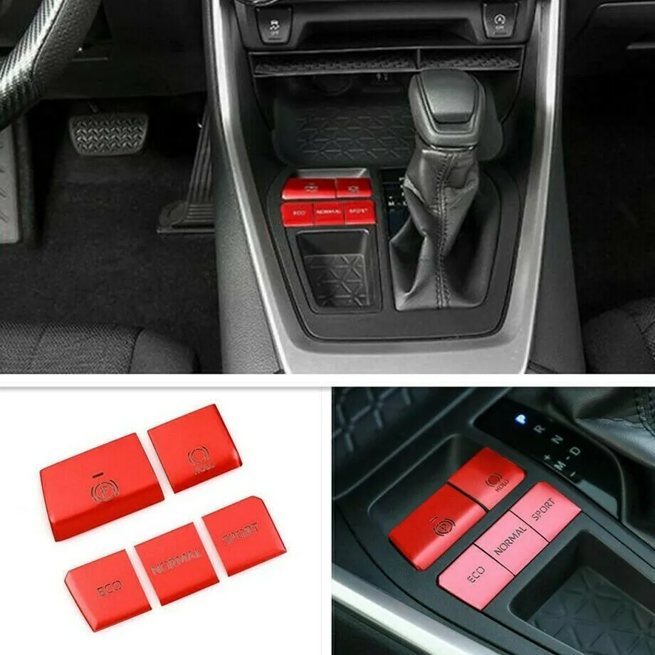 

Decoration Button Decoration Stickers For Toyota RAV4 2019 2020 Frame Trims Gear Red 5Pcs