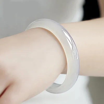 

Natural Agate Chalcedony White 54-64mm Bracelet Elegant Princess Jewelry Gift for Mom and Girlfriend