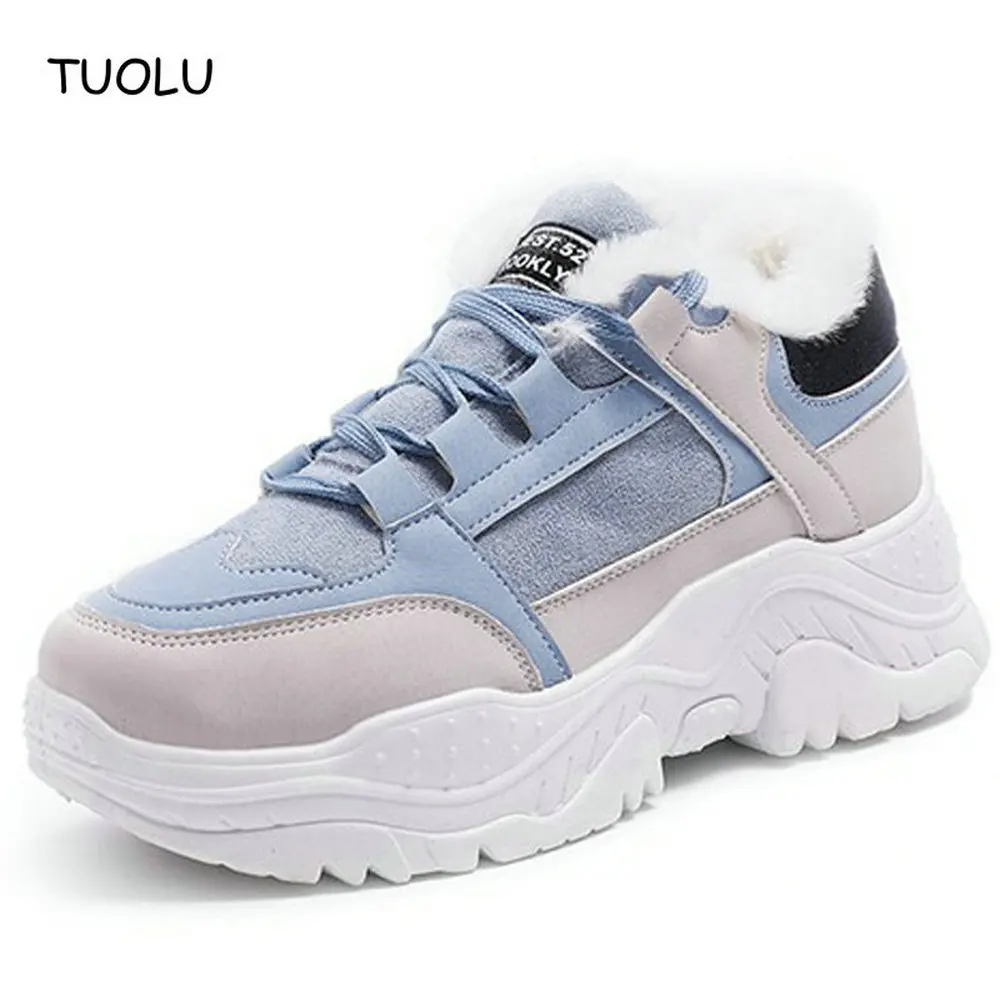 Зимние женские ботинки на платформе зимние Плюшевые Женские повседневные