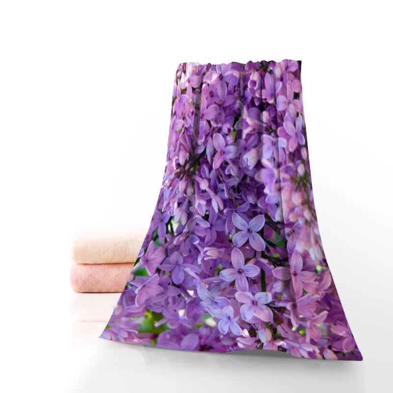 

Custom Lilac Flowers 35*75cm Face Towels Facecloth Microfiber Washcloth Quick drying Sports Towel