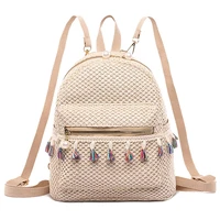 women backpack teen girls 2021 summer beach straw weave tassel backpackk female casual shoulder school bag